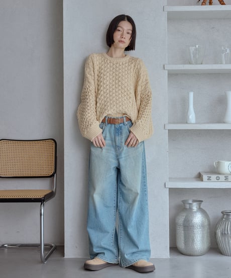 wool blend aran knit/5color