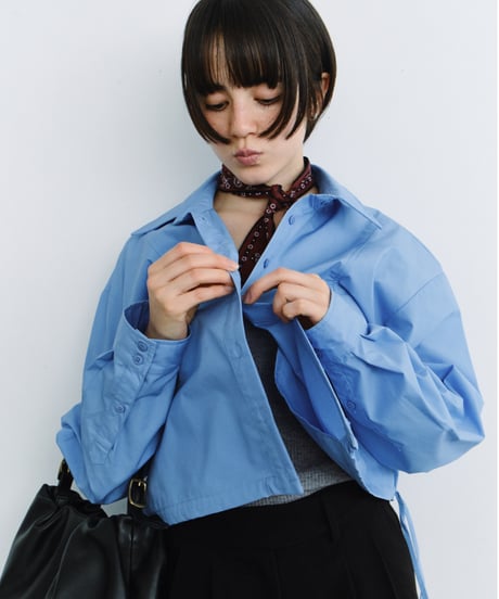 drawstring hem loose shirt / 2color