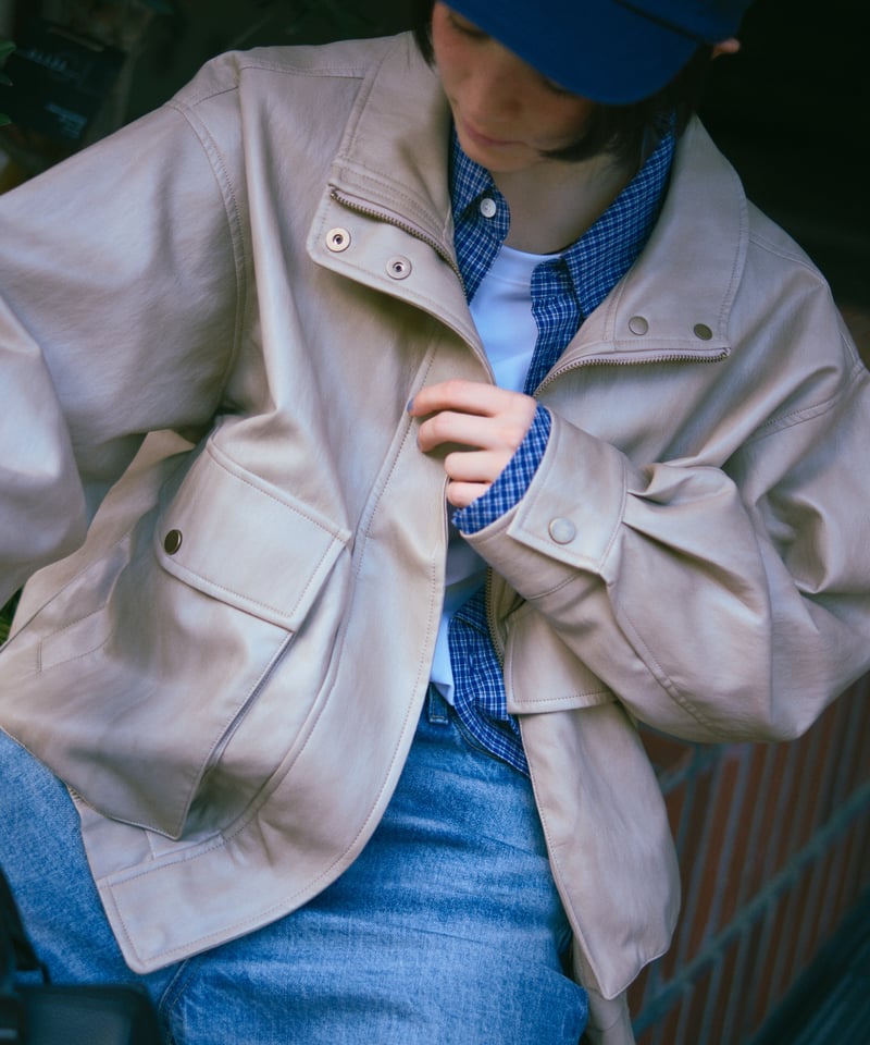 fake leather blouson/2color | F A S H I R U