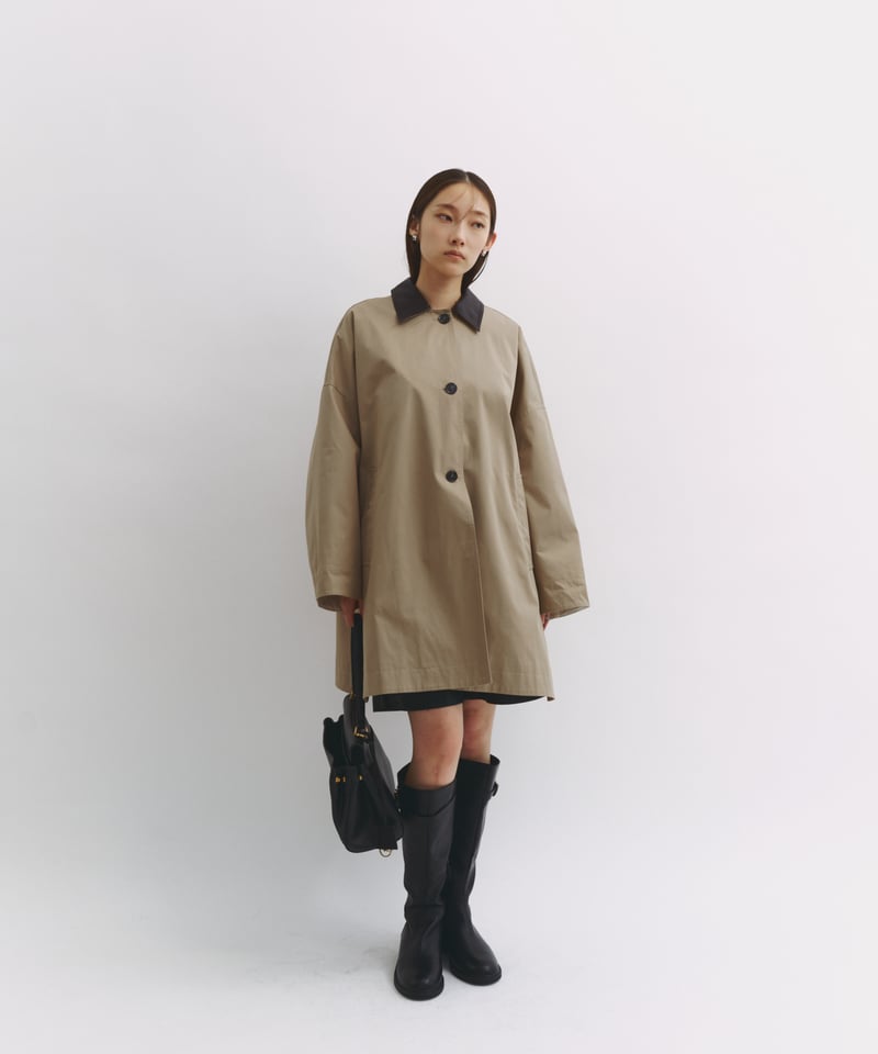 FINE】leather collar balmacaan coat | F A S H I