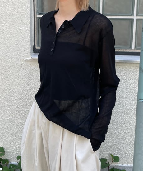 sheer polo knit shirt (long sleeve)