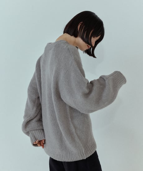 V neck mohair blend mixed color knit/4color