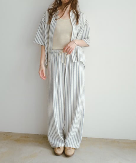 【setup対応】soft stripe short sleeve shirt / soft stripe easy pants /2color