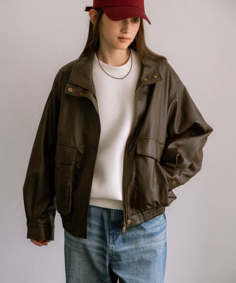fake leather blouson/2color