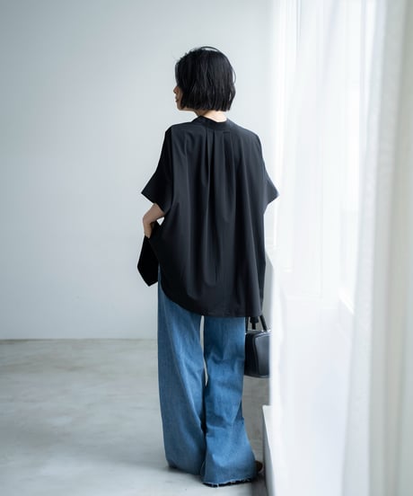 cut off wide denim pants/2size