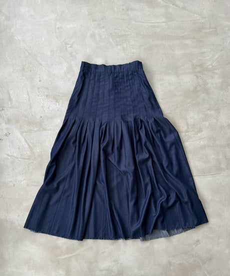 distressed detail pleated skirt / 2color / 2size