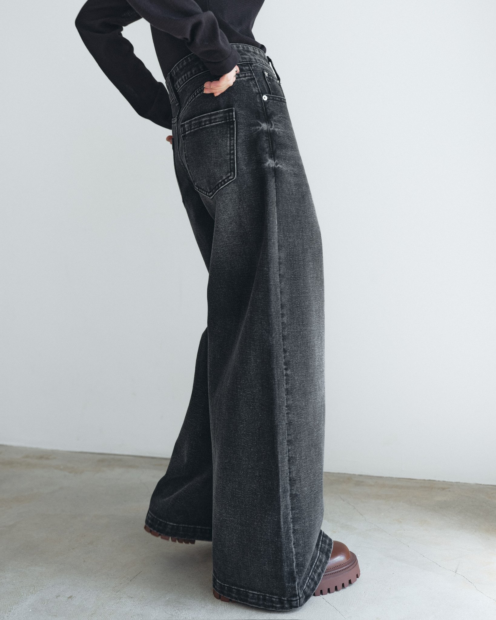 FINE】wide leg buggy jeans/2color/2size | F A S
