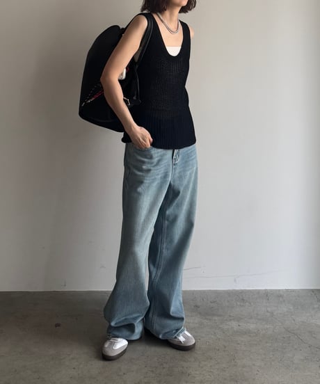 straight denim pants/2color