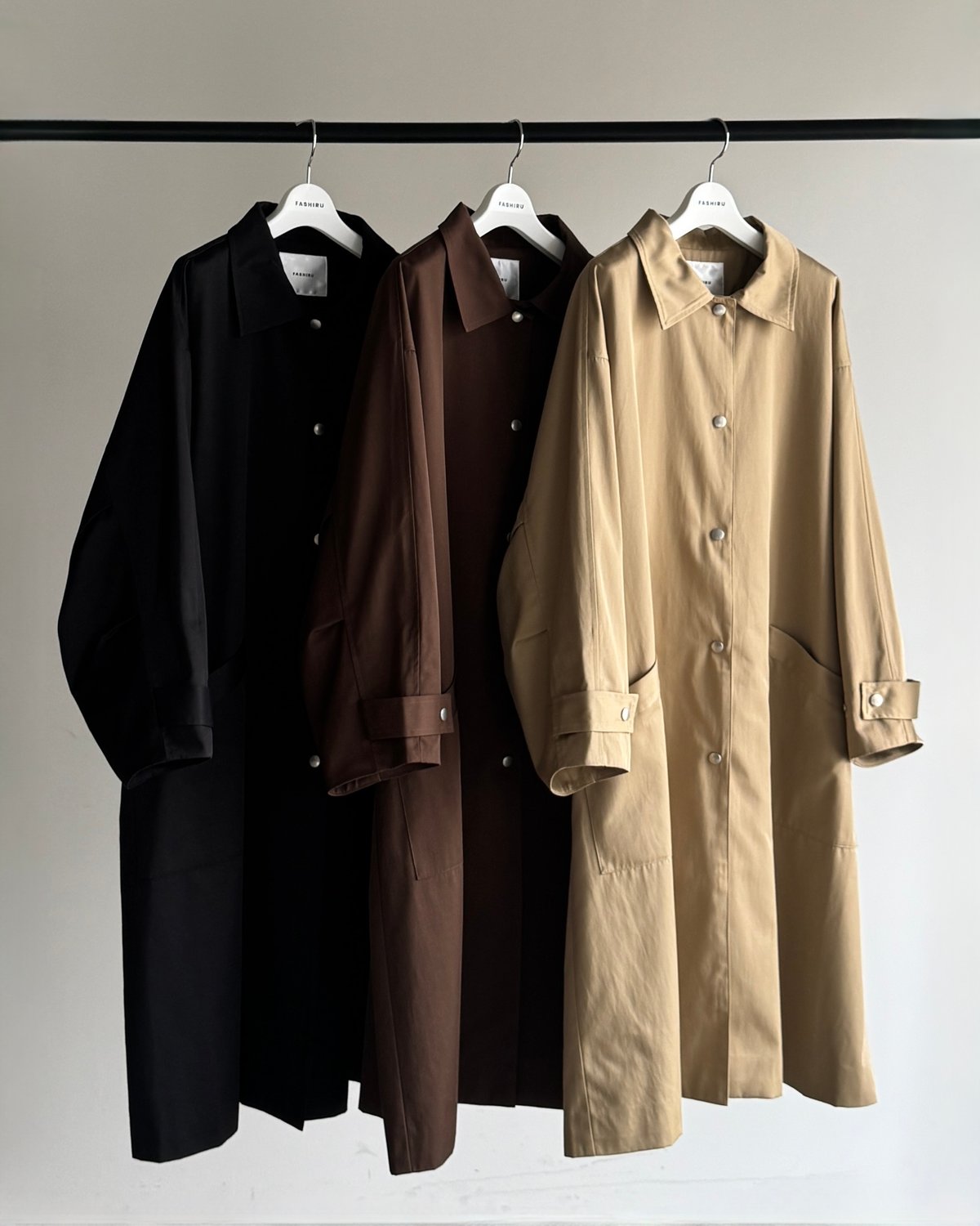 きのこ　FASHIRU ステンカラーコート soutien collar coat - long/3color | F A S H I R U