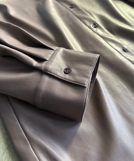 【FINE】fake leather shirts/3color