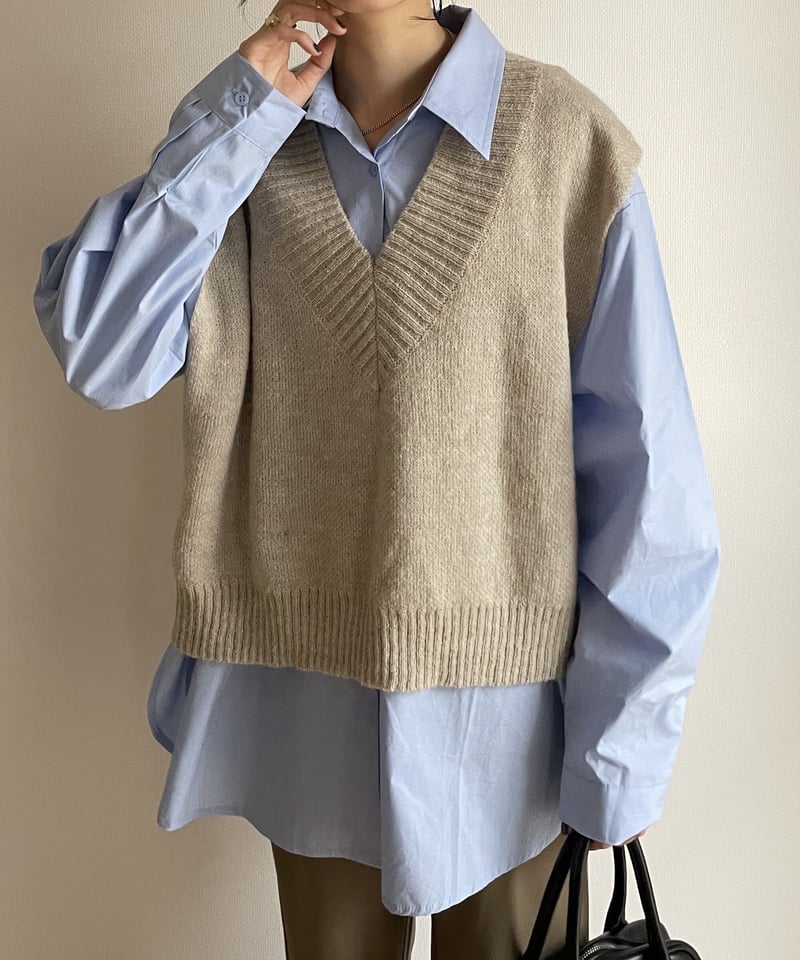 トップス fashiru V neck shaggy knit vest V neck shaggy knit vest/2color | F A S H I R U