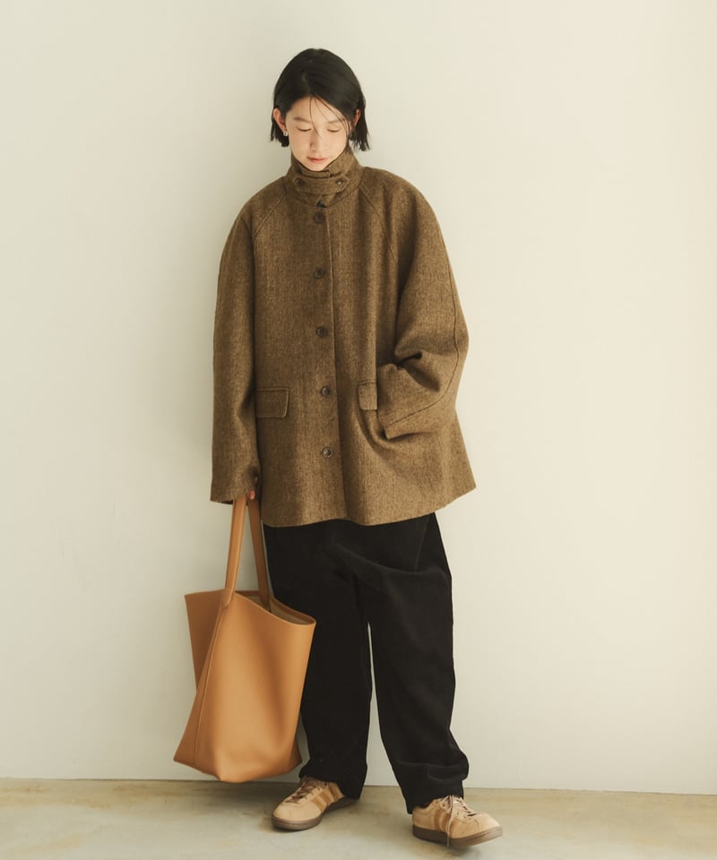 corduroy collar wool middle coat/2color | F A S