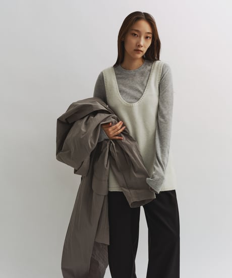 【FINE】wool U neck vest/2color