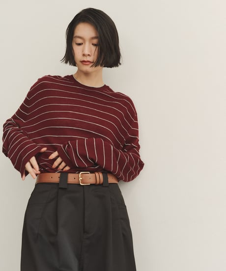 wool blend multi border tops/3color