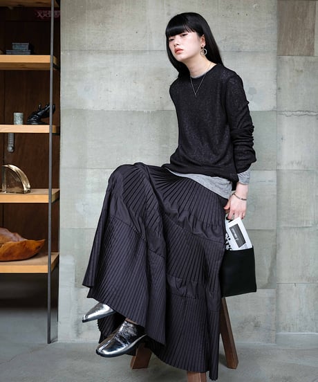 taffeta pleated skirt/2color