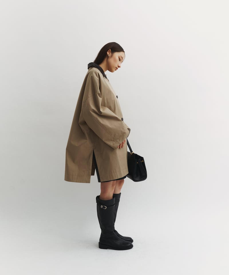 FINE】leather collar balmacaan coat | F A S H I