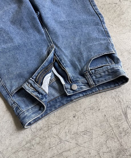 cut off wide denim pants/2size
