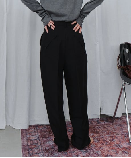 slim curve double pleat slacks / 3color / 2size