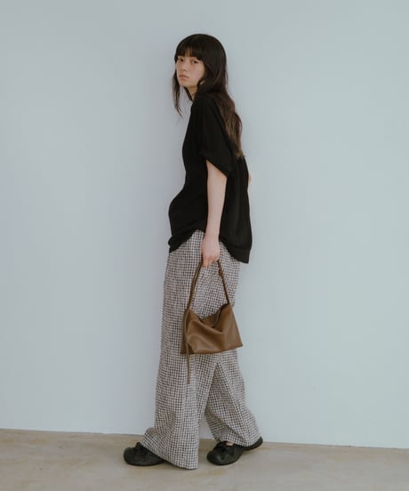 linen cotton check easy pants/2color