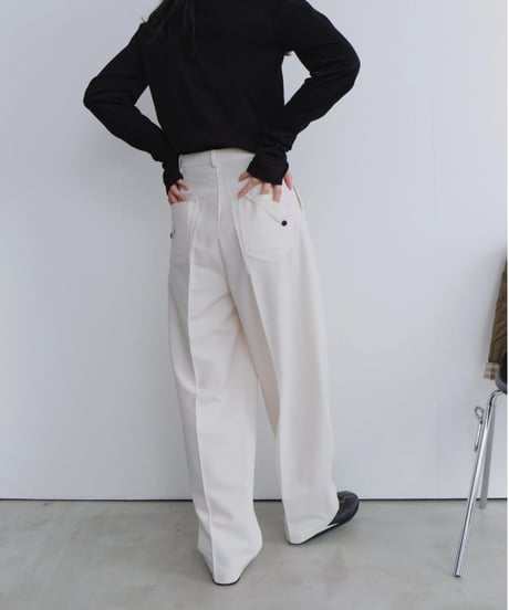 slim curve double pleat slacks / 3color / 2size