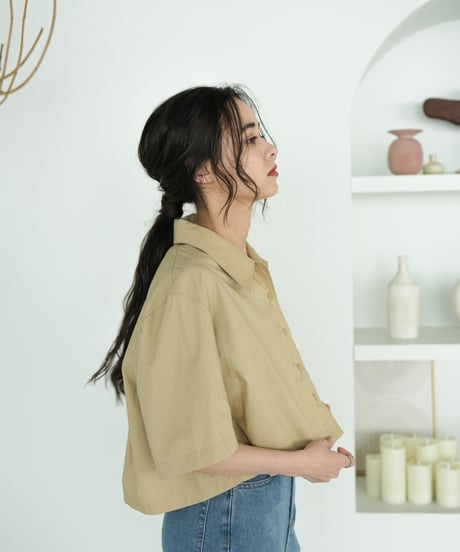 cropped square shirt/3color