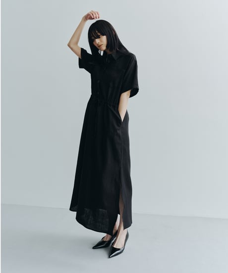 【FINE】tencel linen shirt dress