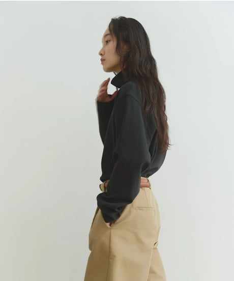 smooth cotton high neck long T/2color