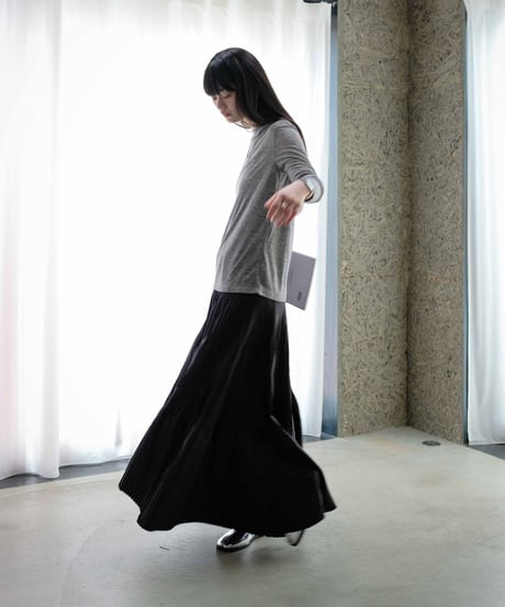 taffeta pleated skirt/2color