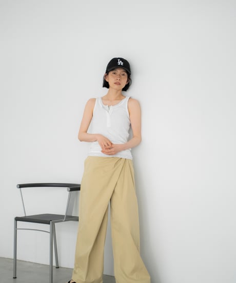 layered henley neck tank top
