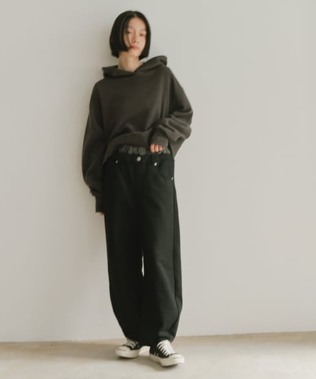 denim layered jogger pants/2color/2size