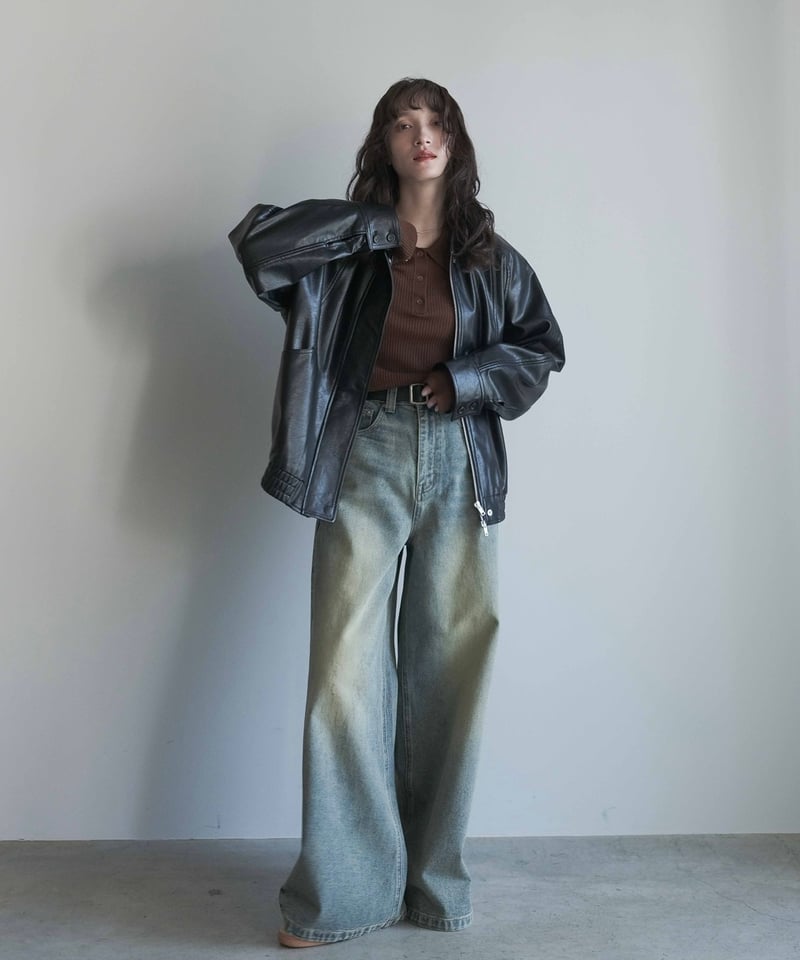 FASHIRU wool blend polo knit sweater 黒 wool blend polo knit sweater/3color | F A S H I