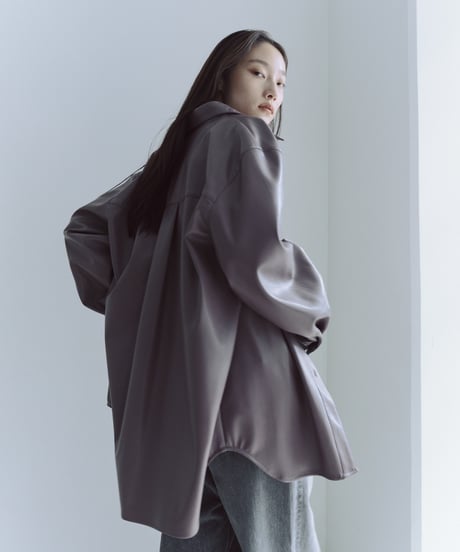 【FINE】fake leather shirts/3color