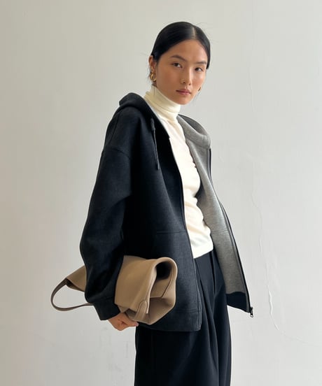 【FINE】contrast hood zip parka
