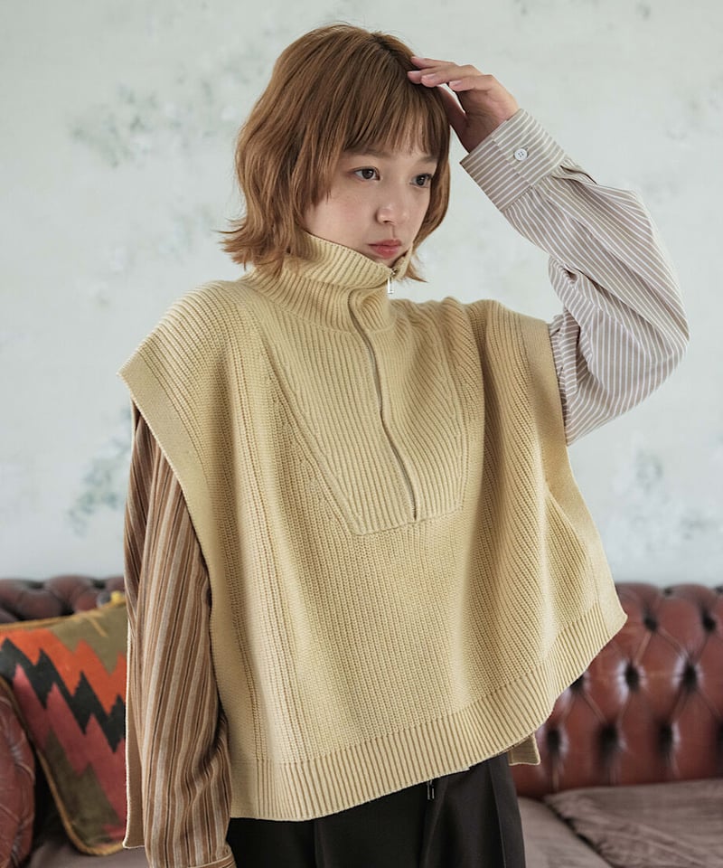 【新品タグ付き】fashiru  ファシル　half zip knit vest