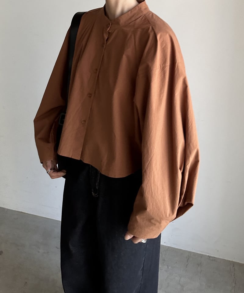 一部予約】collarless volume sleeve blouse/2colors