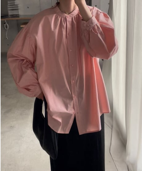 stand collar volume sleeve blouse/2color