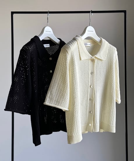 mesh polo knit shirts/2color