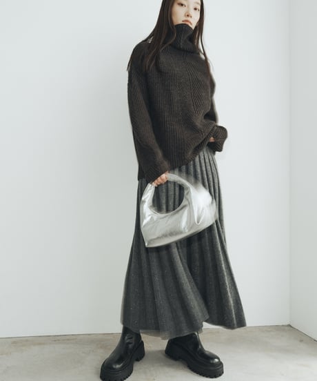 【FINE】wool wide rib knit skirt/2color