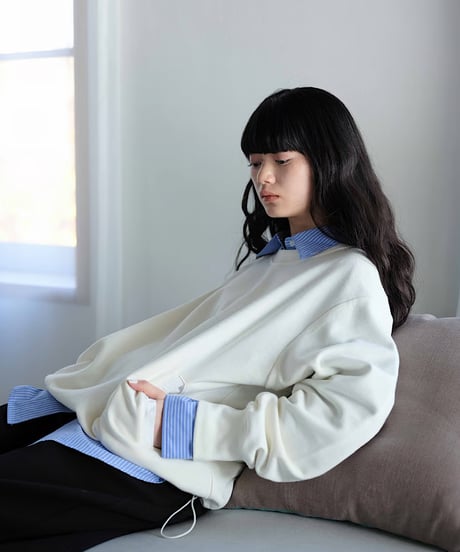 design sweat drawstring pullover/2color