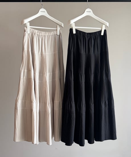 taffeta pleated skirt/2color