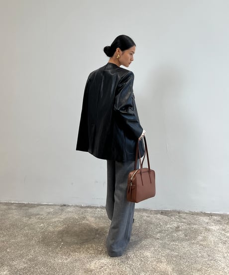 【FINE】v-neck leather touch jacket / 2color