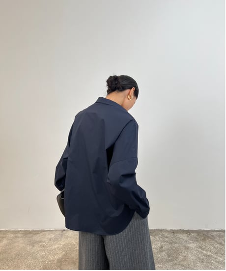 【FINE】stand collar minimal shirt / 2color