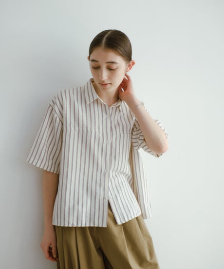 【setup対応】soft stripe short sleeve shirt / soft stripe easy pants /2color