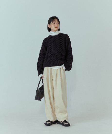wool blend aran knit/5color