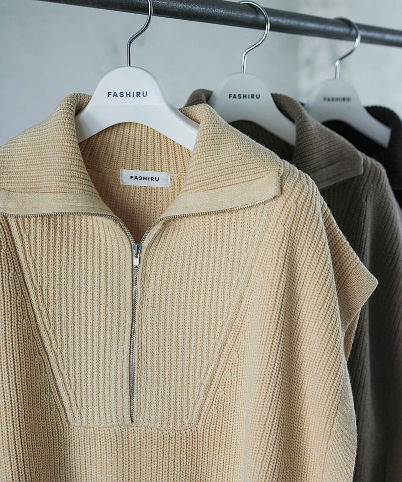 half zip knit vest/3color | F A S H I R U