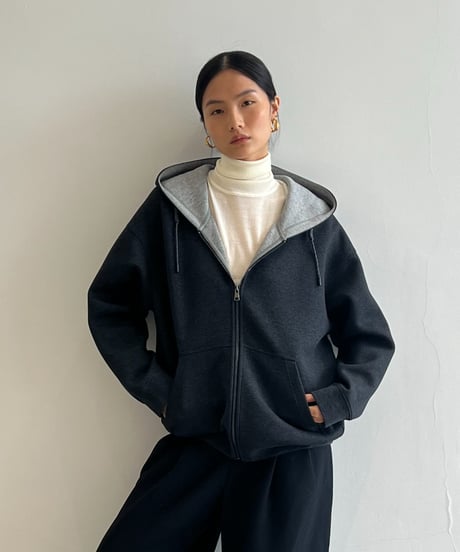 【FINE】contrast hood zip parka