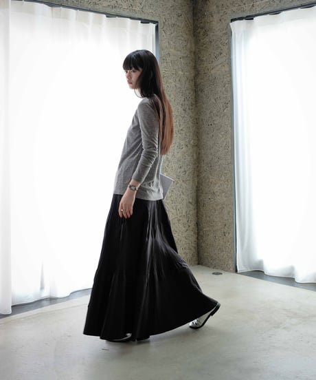taffeta pleated skirt/2color