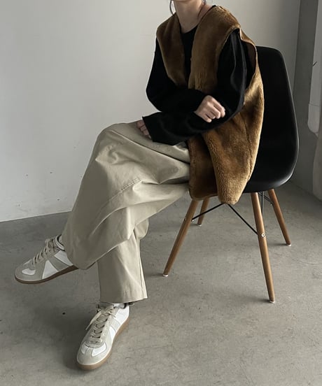 smooth cotton loose tapered pants/3color