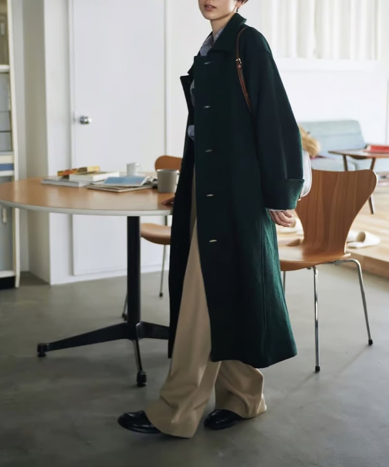 ファシル　ウールダブルフェイスロングコート　イエローベージュ　コート ファシル ウールダブルフェイスロングコート イエローベージュ コート