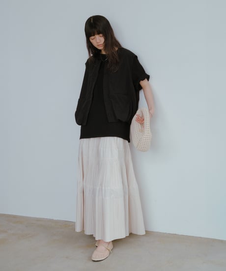taffeta pleated skirt/2color